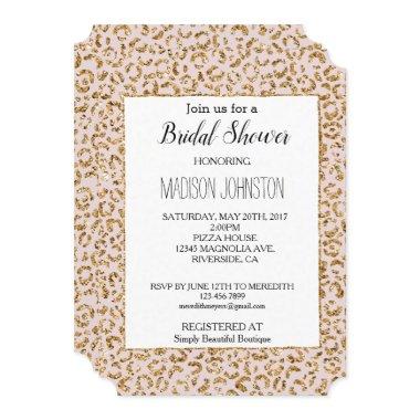 Cream Blush Pink Gold Glitter Leopard Animal