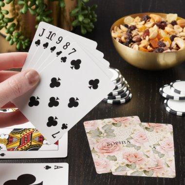 Cream Blush Pink Roses Floral  Poker