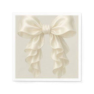 Cream Cascade Ruffle Bow Classy Posh Napkins