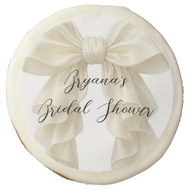 Cream Cascade Ruffle Bow Classy Posh Sugar Cookie