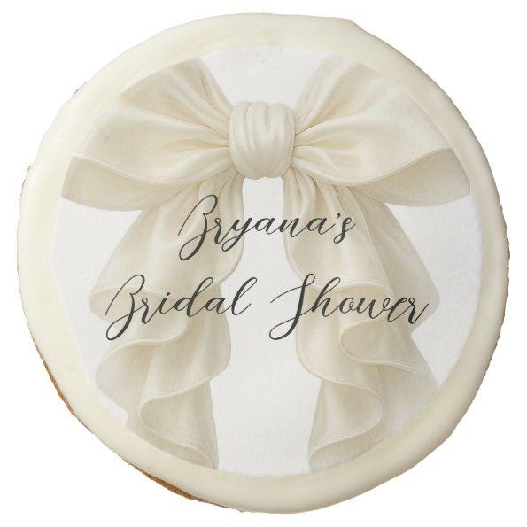 Cream Cascade Ruffle Bow Classy Posh Sugar Cookie