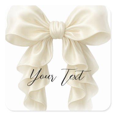 Cream Cascade Ruffle Bow Tying Knot  Square Sticker