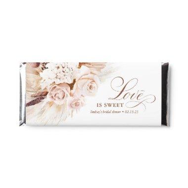 Cream Flowers and Pampas Grass Love Is Sweet Hershey Bar Favors