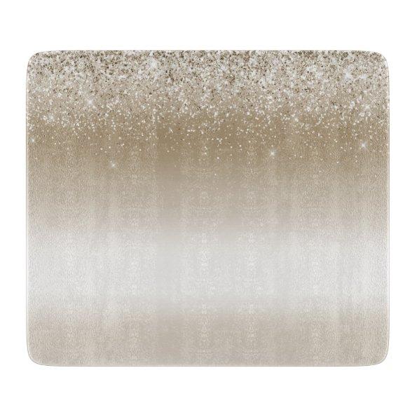 Cream Gold Glitz Glitter  Cutting Board