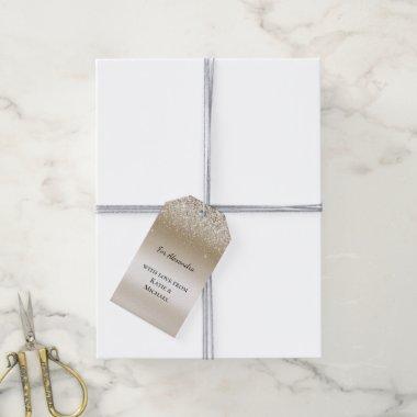 Cream Gold Glitz Glitter  Gift Tags