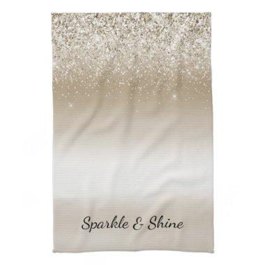 Cream Gold Glitz Glitter  Kitchen Towel