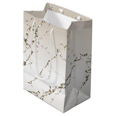 Cream Gold Glitz Marble Glitter  Medium Gift Bag