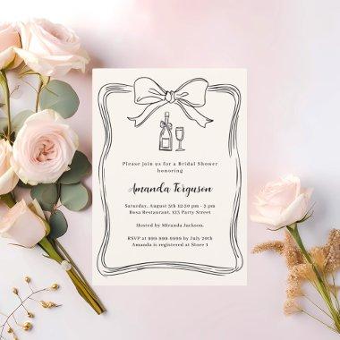 Cream hand drawn bow prosecco