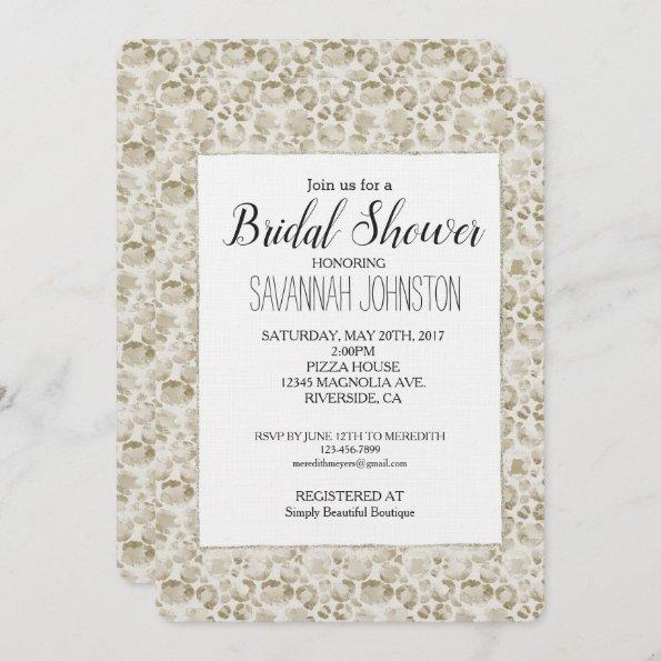 Cream Leopard Print Bridal Shower Invitations