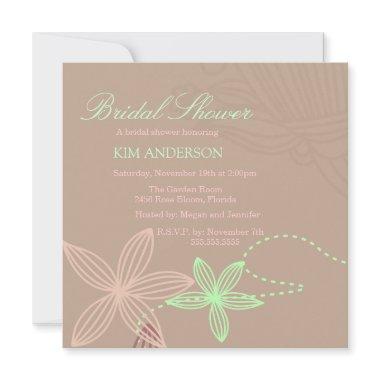 Cream & Mint Flower Modern  Invite