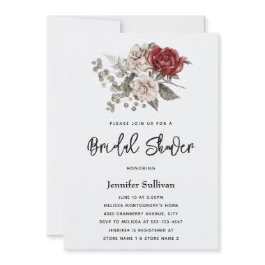 Cream & Red Rose Boho Floral Bouquet