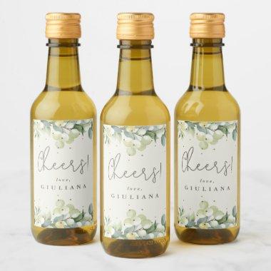 Cream Snowberry+Eucalyptus Bachelorette Mini Wine Label