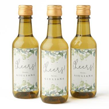 Cream Snowberry+Eucalyptus Bachelorette Mini Wine Label