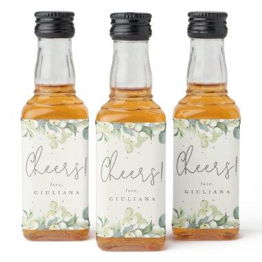 Cream Snowberry+Eucalyptus Bachelorette Party Mini Liquor Bottle Label
