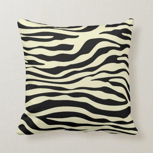 Cream Zebra Stripes Animal Print Throw Pillow