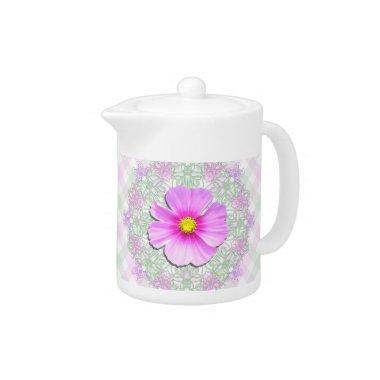 Creamer/Teapot - Bi-Color Cosmos on Lace & Lattice Teapot