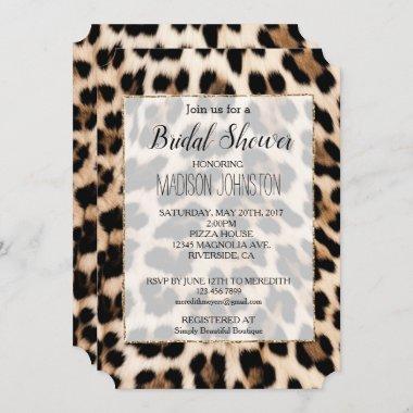 Creamy Brown Black Leopard  Invitations