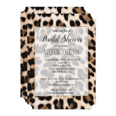 Creamy Brown Black Leopard  Invitations