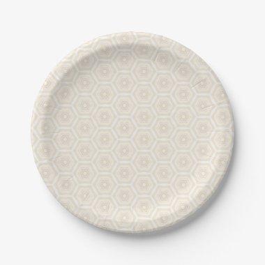 Creamy Peach Hexagon Pattern Paper Plate