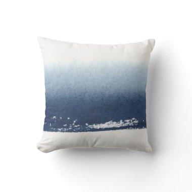 Create Own Blue White Watercolor Sea Beach Throw Pillow