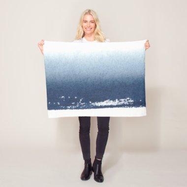 Create Own Peronalized Gift - Watercolor Navy Blue Fleece Blanket