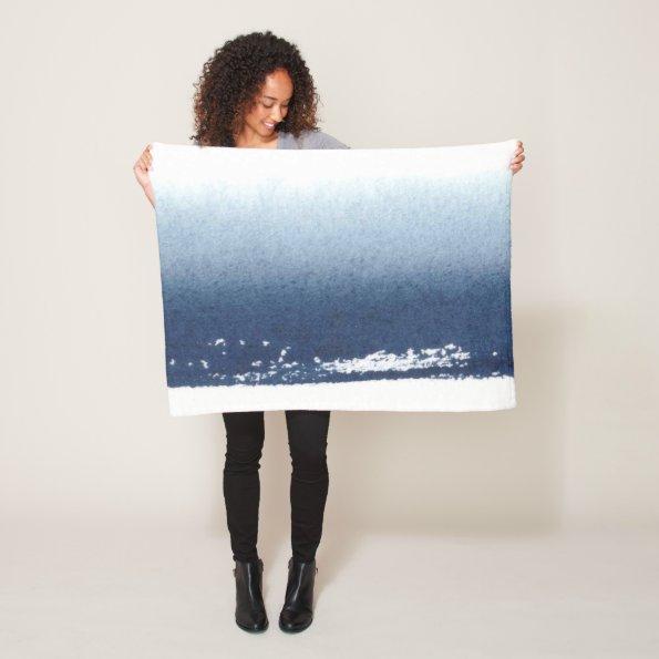 Create Own Peronalized Gift - Watercolor Navy Blue Fleece Blanket