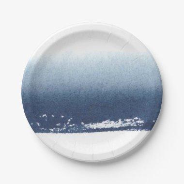 Create Own Peronalized Gift - Watercolor Navy Blue Paper Plates