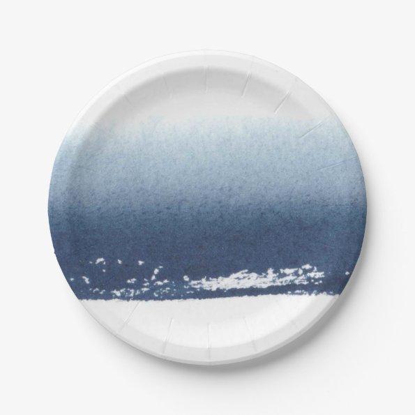 Create Own Peronalized Gift - Watercolor Navy Blue Paper Plates