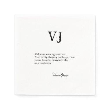 Create Own Typewriter Font Monogram Poem Quote Napkins