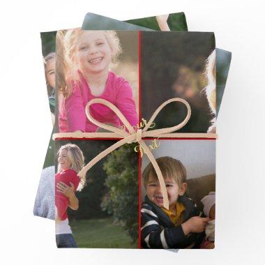 Create Your Own Custom Photo Red Gold Christmas Wrapping Paper Sheets