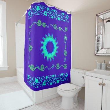 Create your own elegant Royal blue classic floral Shower Curtain