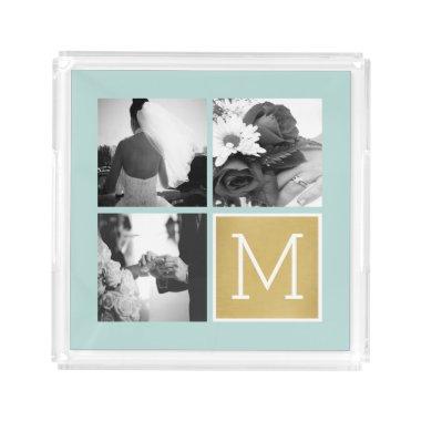Create Your Own Wedding Photo Collage Monogram Acrylic Tray