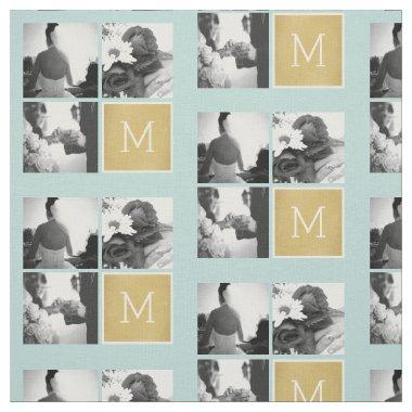 Create Your Own Wedding Photo Collage Monogram Fabric