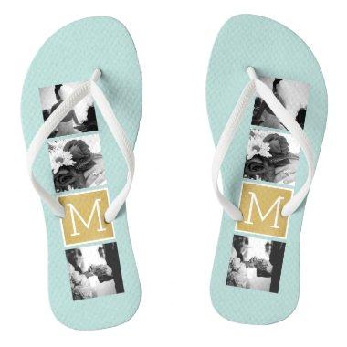 Create Your Own Wedding Photo Collage Monogram Flip Flops