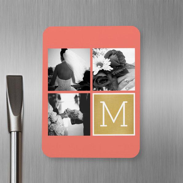 Create Your Own Wedding Photo Collage Monogram Magnet