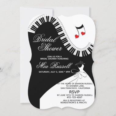 Creative Musicians Piano Keys Bridal Shower Invitations