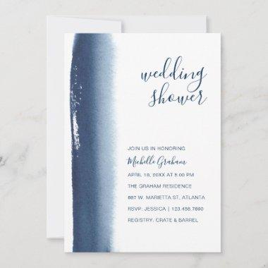 Creative Navy Blue Watercolor Couples Shower Invitations