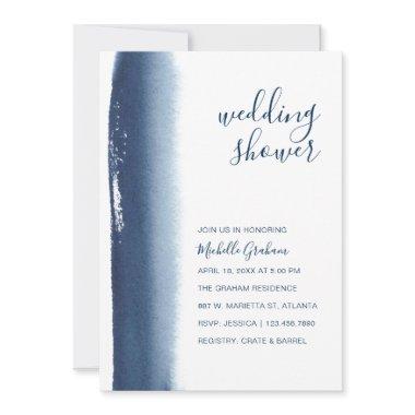 Creative Navy Blue Watercolor Couples Shower Invitations