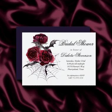 Creepy Beautiful | Gothic Floral Bat Bridal Shower Invitations