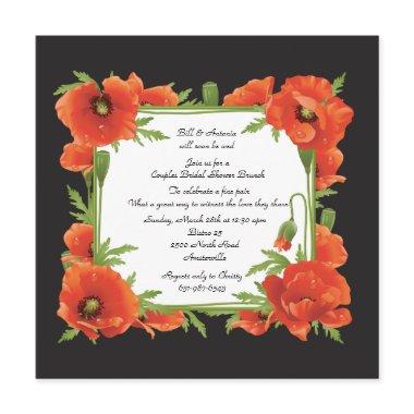 Crimson Poppies Couples Wedding Shower Invitations