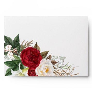 Crimson Red and Ivory Peonies Envelope