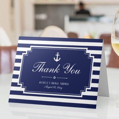 Crisp Blue Nautical Striped Thank You Note Invitations