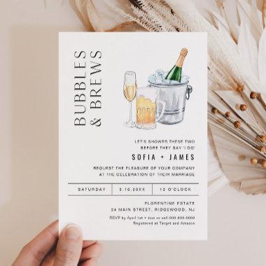 CRISTAL Bubbles & Brews Couples Shower Invitations