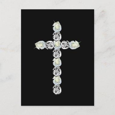 Cross of Silver and White Roses PostInvitations