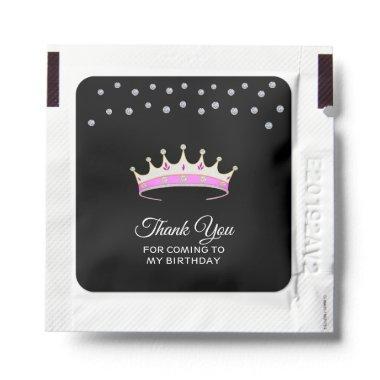 Crown & Diamonds on Black Birthday Thank You Favor Hand Sanitizer Packet