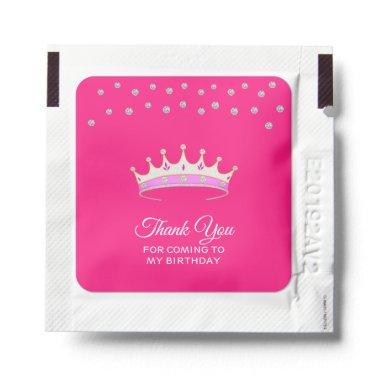 Crown & Diamonds on Pink Birthday Thank You Hand Sanitizer Packet