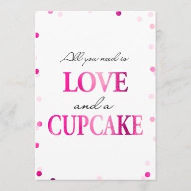 Cupcake Bridal Shower Sign | Pink Magenta Confetti Invitations