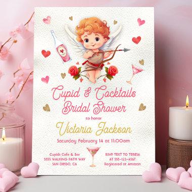 Cupid and Cocktails Valentine's Day Bridal Shower Invitations