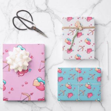Cupid Bow Arrow Heart Pattern Cute Valentine's Day Wrapping Paper Sheets