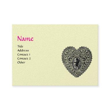 CUPID LACE HEART MONOGRAM ,pink, fuchsia gold Business